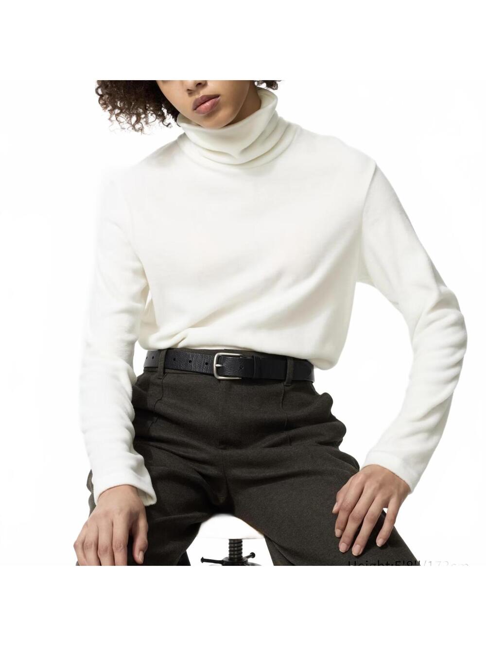 Uniqlo HEATTECH Fleece T-Shirt | Turtleneck NWT Off White Small